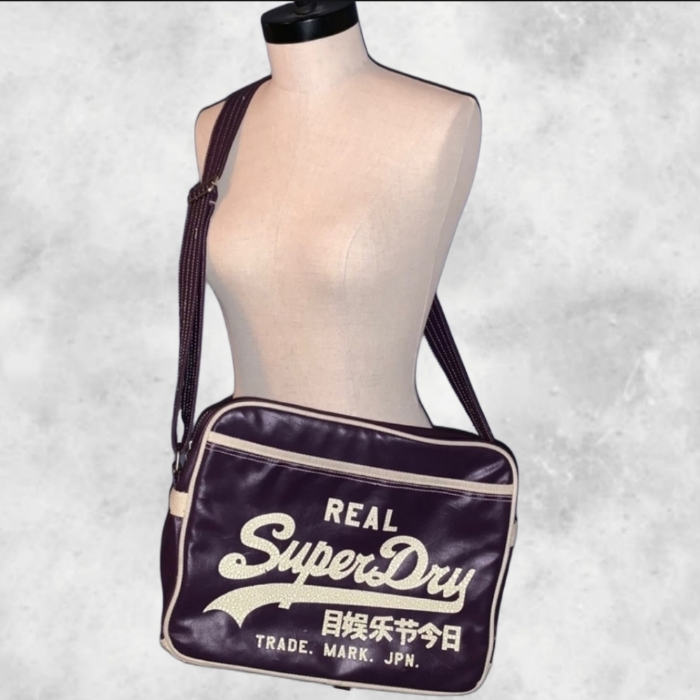 Superdry Purple and Cream Crossbody Shoulder Bag